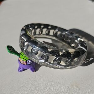 Chunky Silver Chain Link Bangle Bracelet